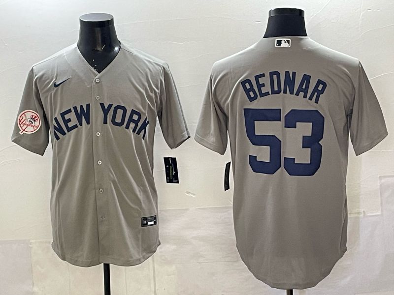 Men New York Yankees #53 Bednar Grey Game Nike MLB 2025 Jersey 01